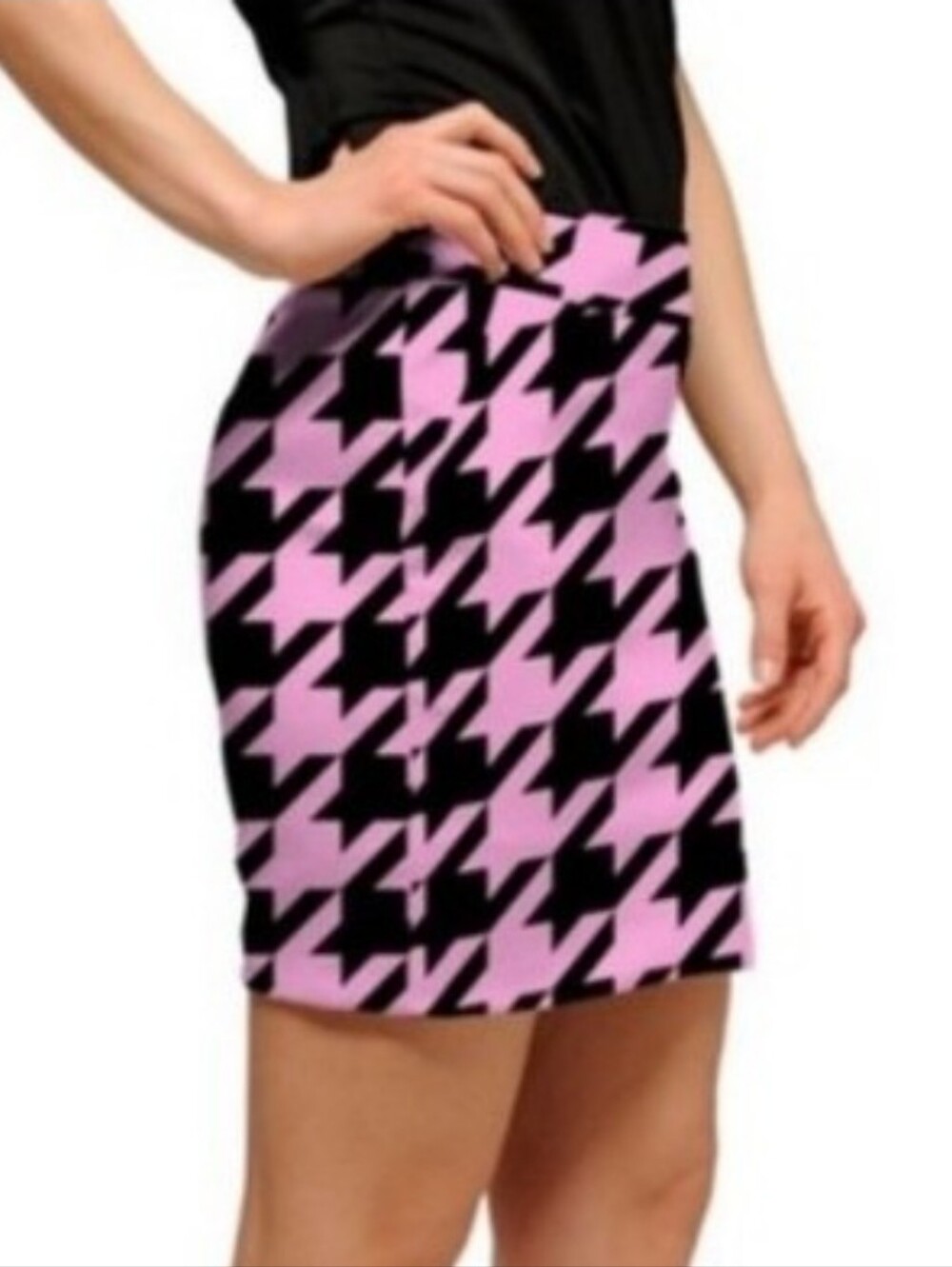 Loudmouth Pink & Black Houndstooth Golf Mini Skort 0 XS